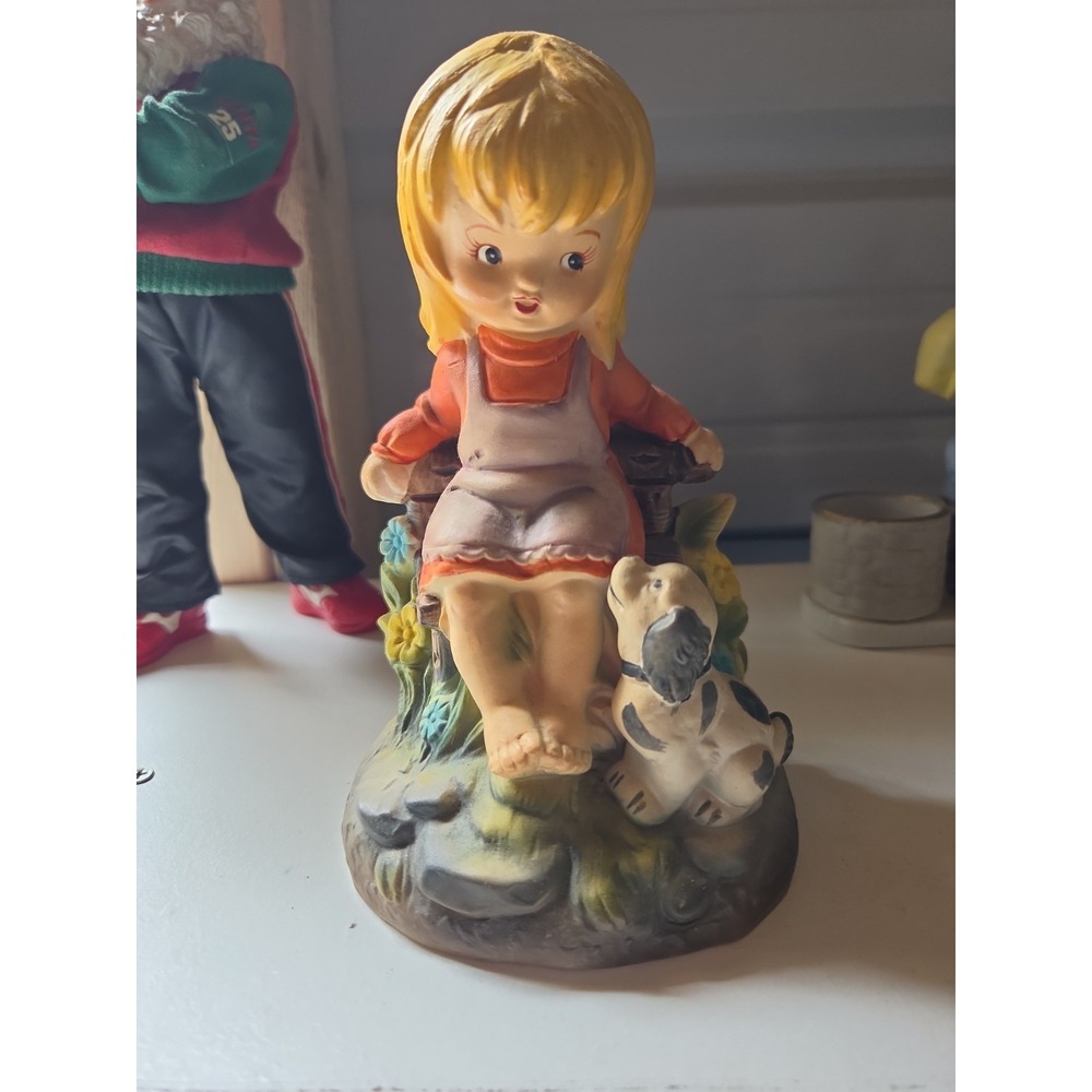 Norleans ceramic girl with puppy‎ Norleans Japan